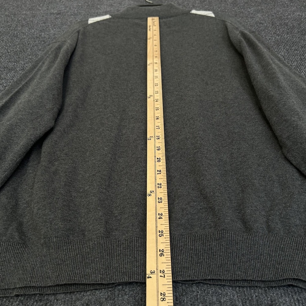 Tasso Elba Mens XXL Argyle Sweater Dark Gray LS Mock Neck 1/4 Zip Preppy Cotton - Picture 10 of 12
